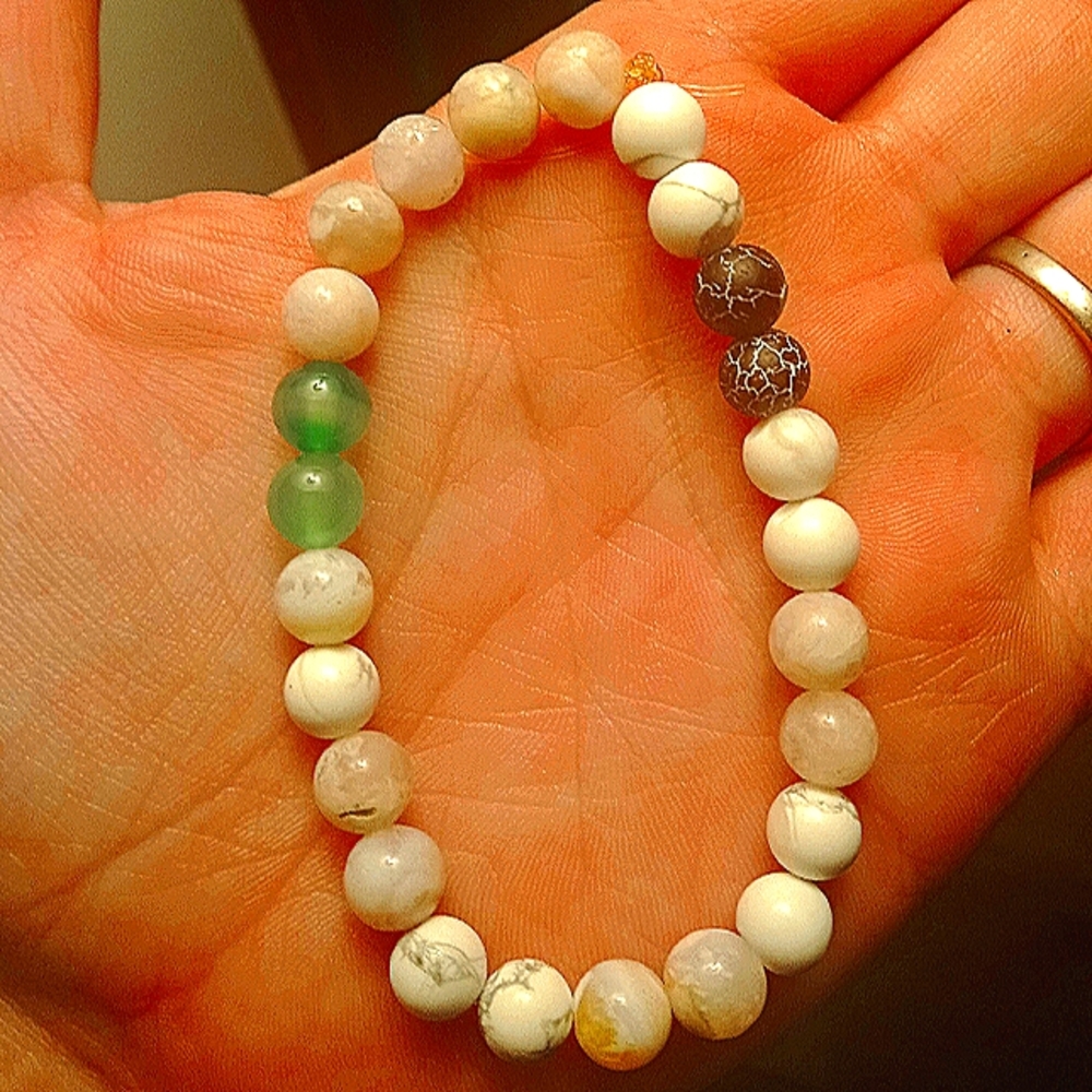 NATURAL CRYSTAL SPIRITUAL BRACELET STRETCHY BEADS 8MM JADE, ROSE QUARTZ